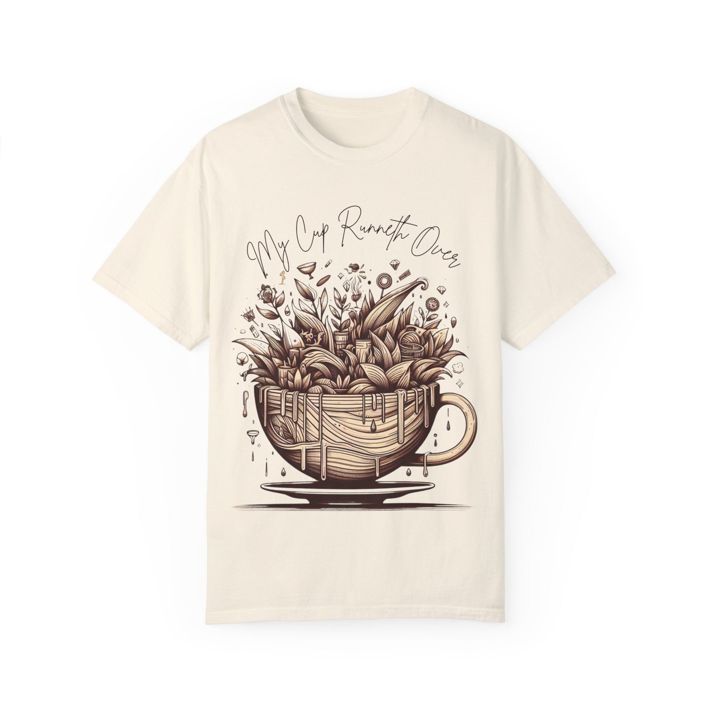 My Cup Runneth Over Unisex Garment-Dyed T-Shirt – Cozy Coffee Lover Tee