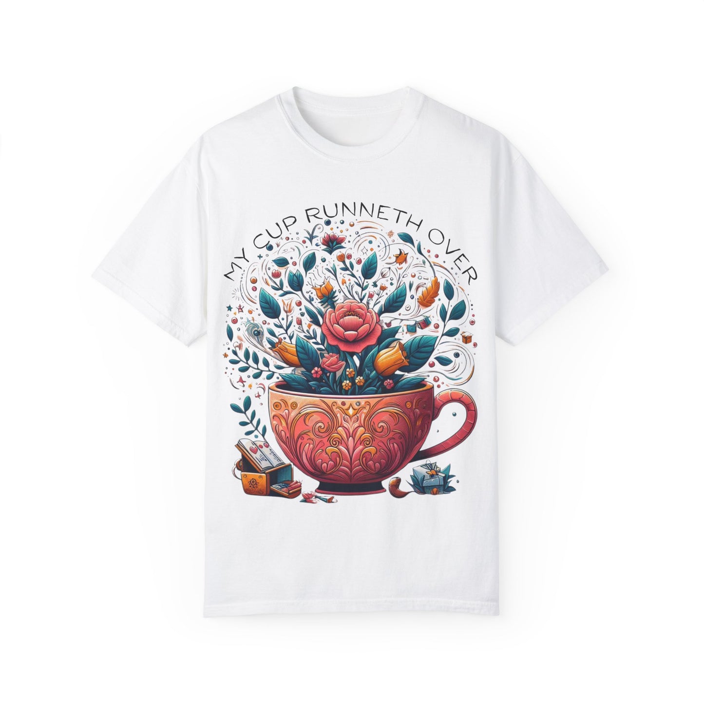 My Cup Runneth Over Floral Unisex T-Shirt - Boho Chic Tea Lovers Apparel