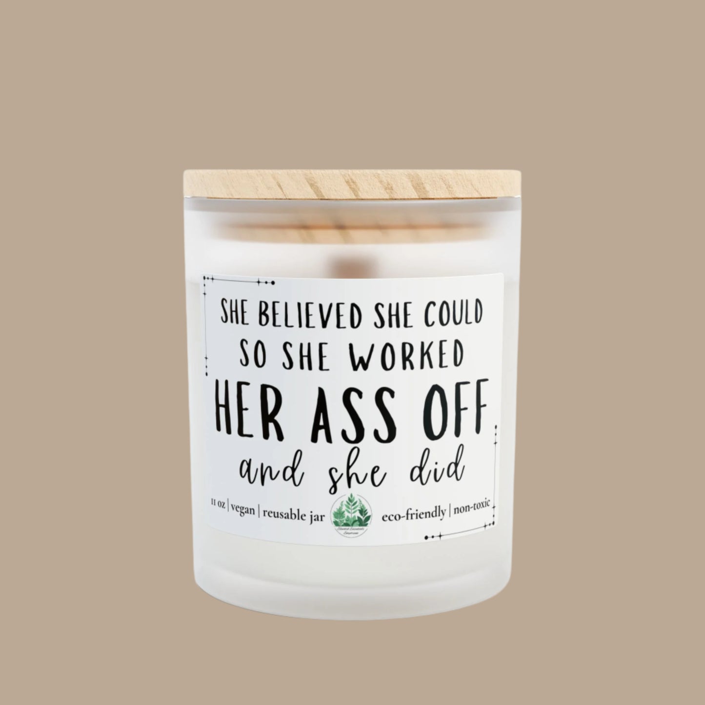 She Believed She Could Frosted Glass Candle | Motivational & Inspirational Gift | 11oz Relaxation Candle