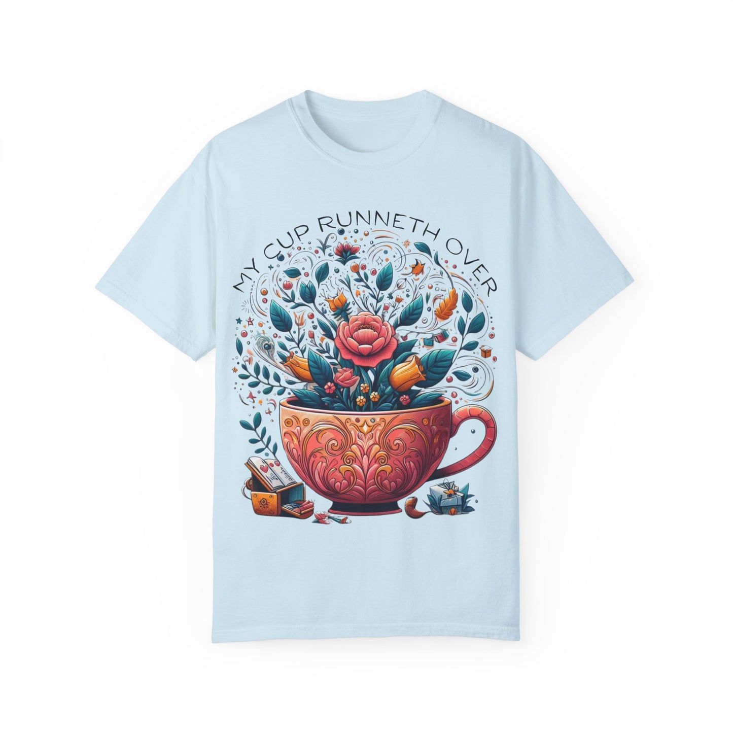 My Cup Runneth Over Floral Unisex T-Shirt - Boho Chic Tea Lovers Apparel