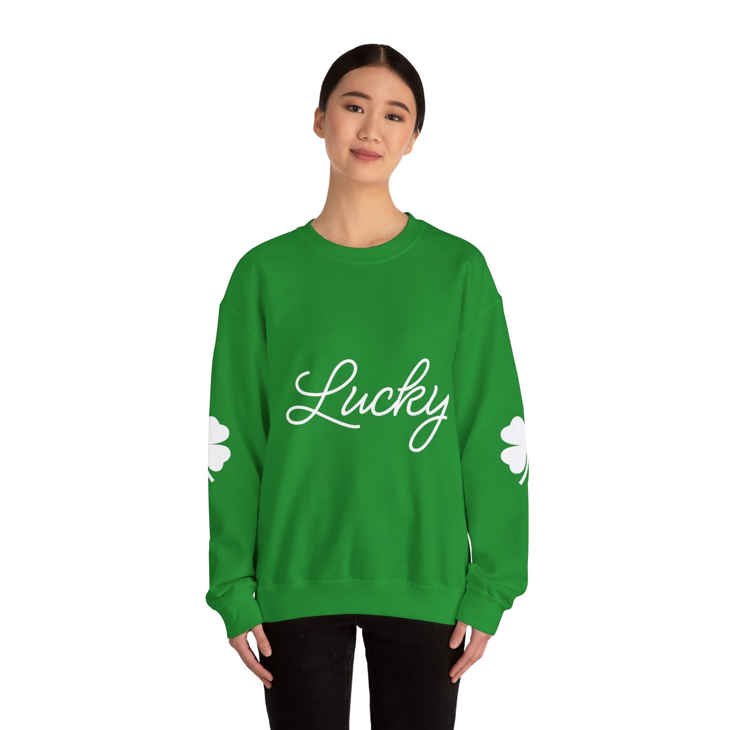 Lucky Shamrock Crewneck Sweatshirt for St. Patrick's Day | Unisex Green Sweatshirt | Irish Holiday Apparel