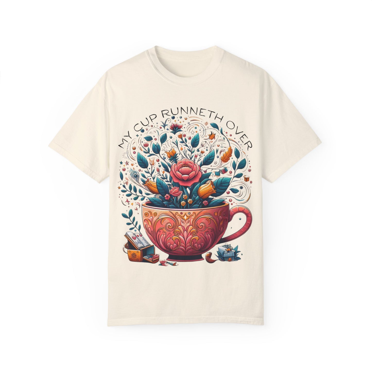 My Cup Runneth Over Floral Unisex T-Shirt - Boho Chic Tea Lovers Apparel