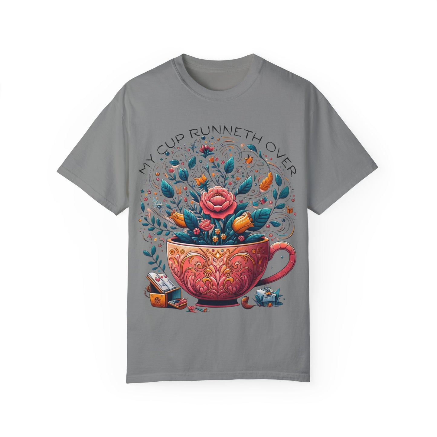 My Cup Runneth Over Floral Unisex T-Shirt - Boho Chic Tea Lovers Apparel