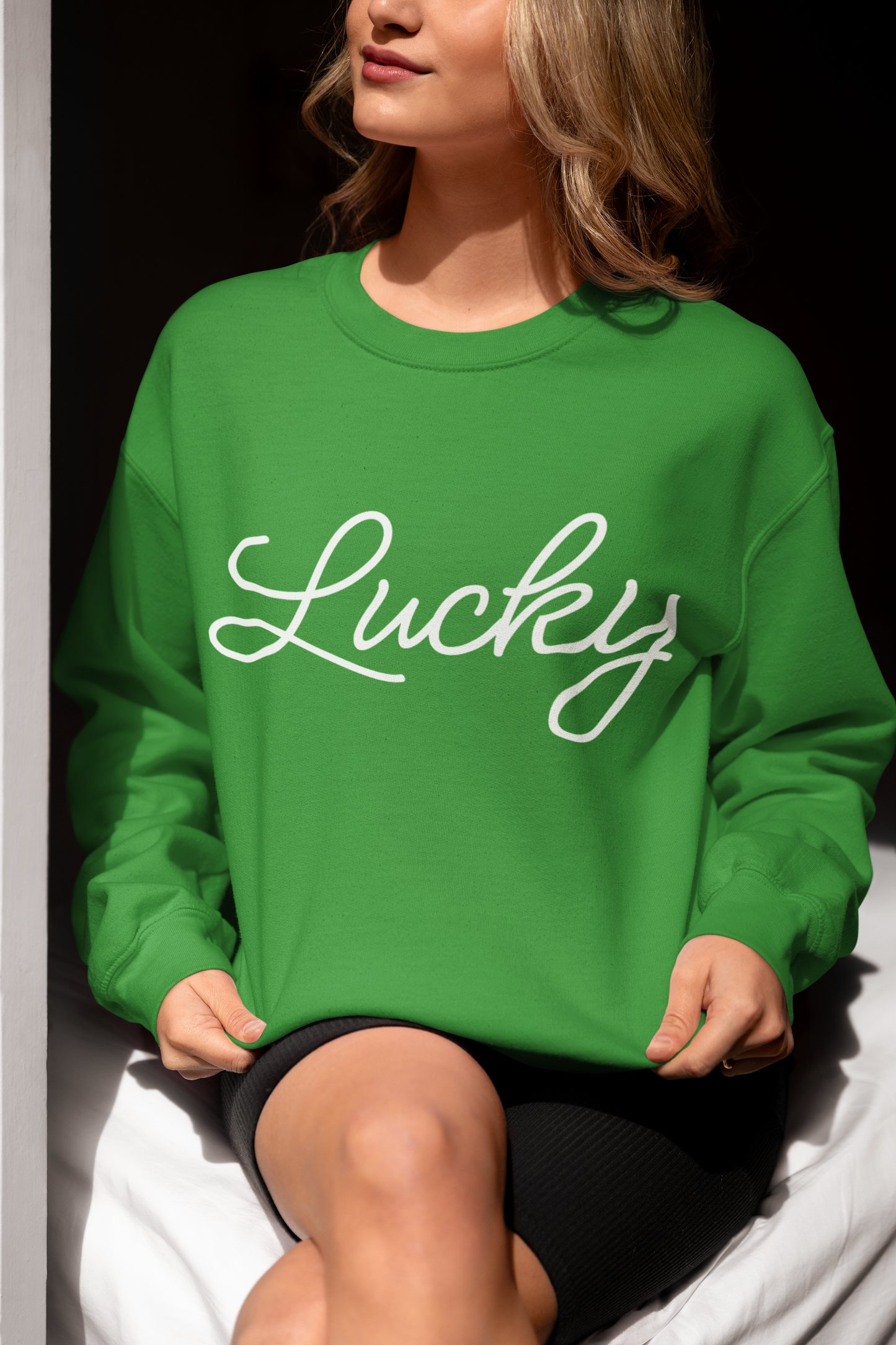 Lucky Shamrock Crewneck Sweatshirt for St. Patrick's Day | Unisex Green Sweatshirt | Irish Holiday Apparel