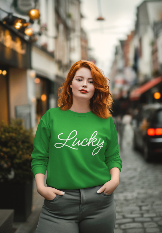 Lucky Shamrock Crewneck Sweatshirt for St. Patrick's Day | Unisex Green Sweatshirt | Irish Holiday Apparel