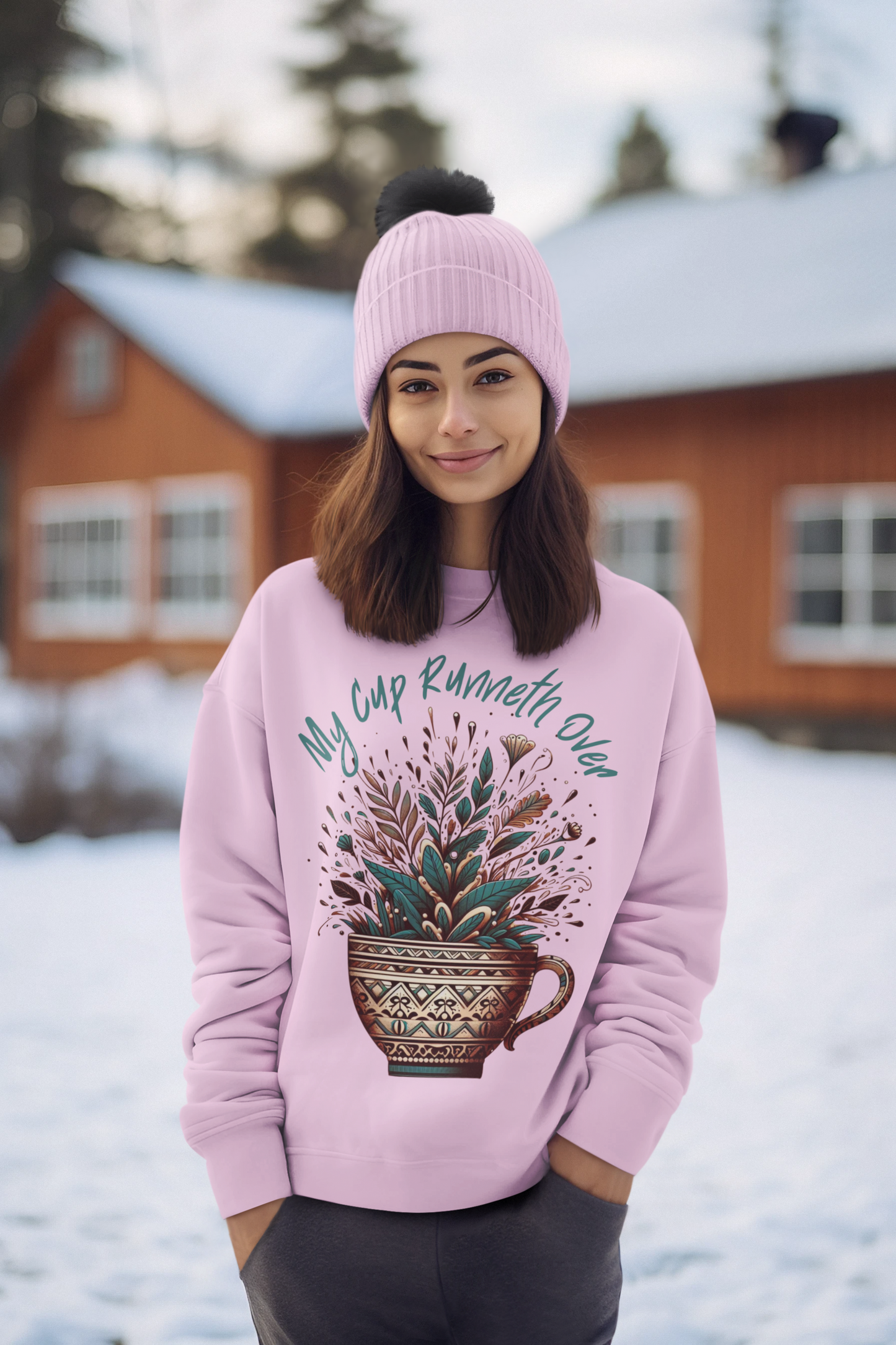 My Cup Runneth Over Sweatshirt | Cozy Unisex Crewneck for Nature Lovers