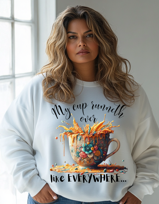 Mother's Day Unisex Crewneck Sweatshirt - My Cup Runneth Over Design